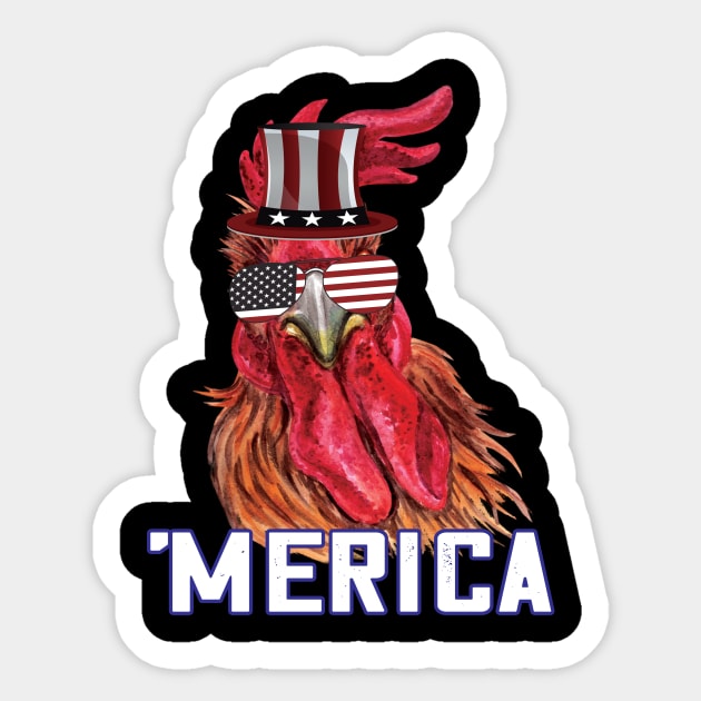 Merica Funny chicken 4th of july celebration gift Sticker by DODG99